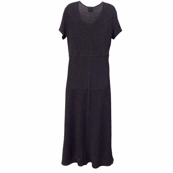 Vintage Rabbit Rabbit Black Short Sleeve Crepe Midi Dress Size 10 Stretch - Picture 2 of 10